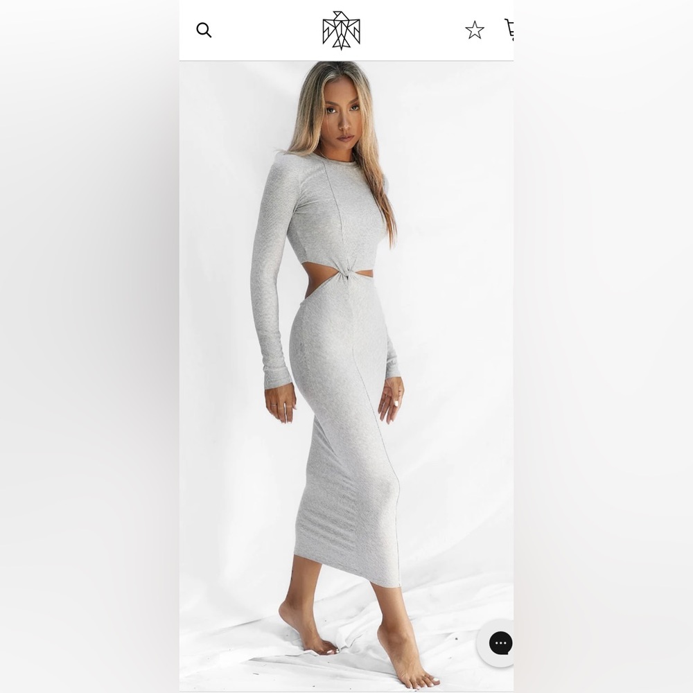All Things Golden Luxe Rib L/S Twist dress in white.
